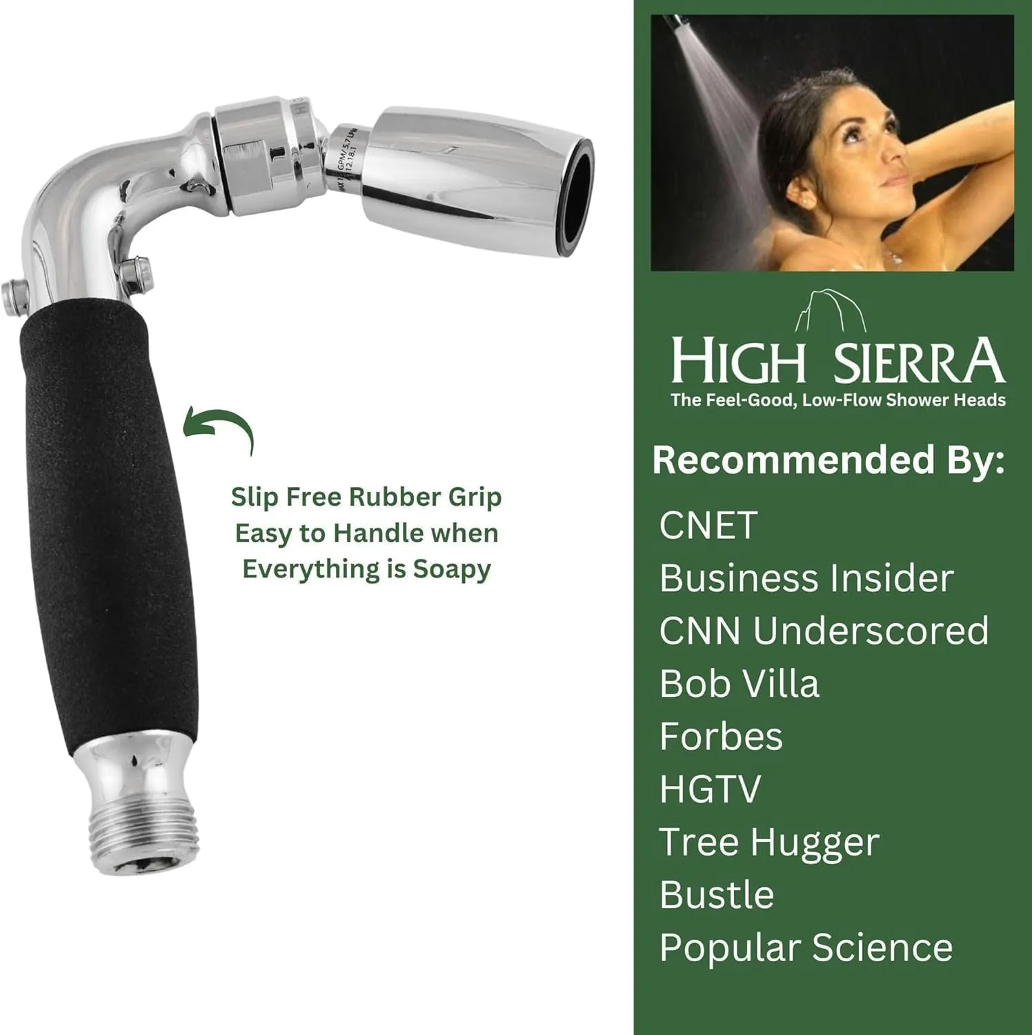 Handheld RV Shower Head with On Off Switch (Plumbing Code Compliant) - Solid Metal Construction - 1.25 GPM - Chrome