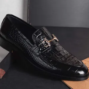 Handmade Black Crocodile Embossed Leather Dress Shoes
