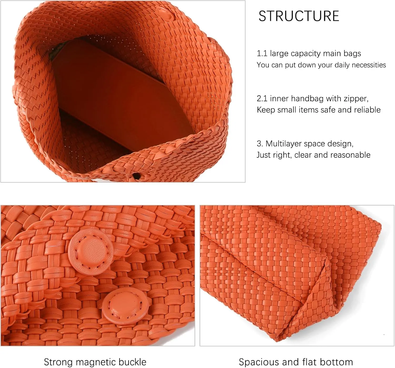 Handmade Woven Bag Satchel Handbag For Women Vegan Leather Tote Bag With Purses Travel Shoulder Bag Underarm Bag