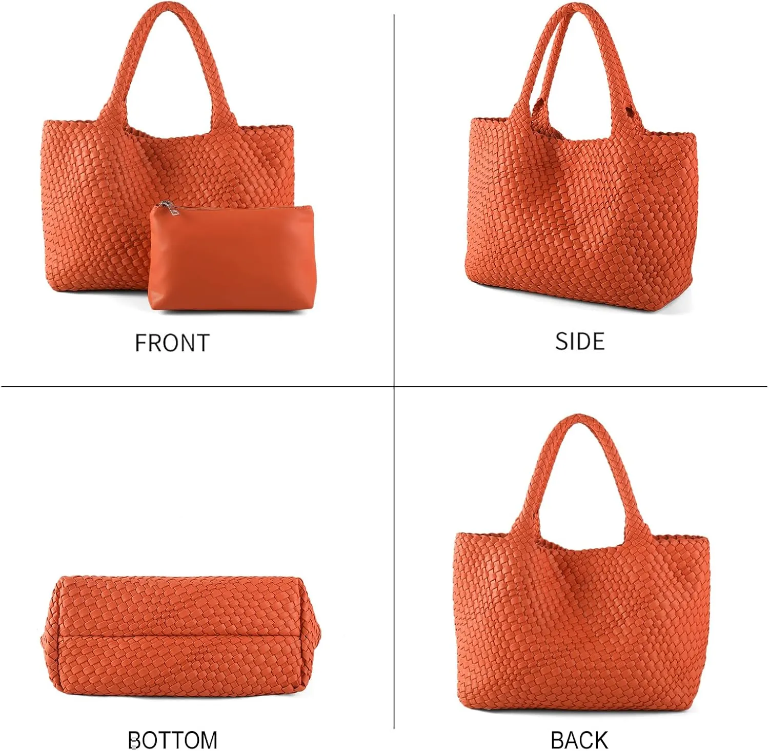 Handmade Woven Bag Satchel Handbag For Women Vegan Leather Tote Bag With Purses Travel Shoulder Bag Underarm Bag
