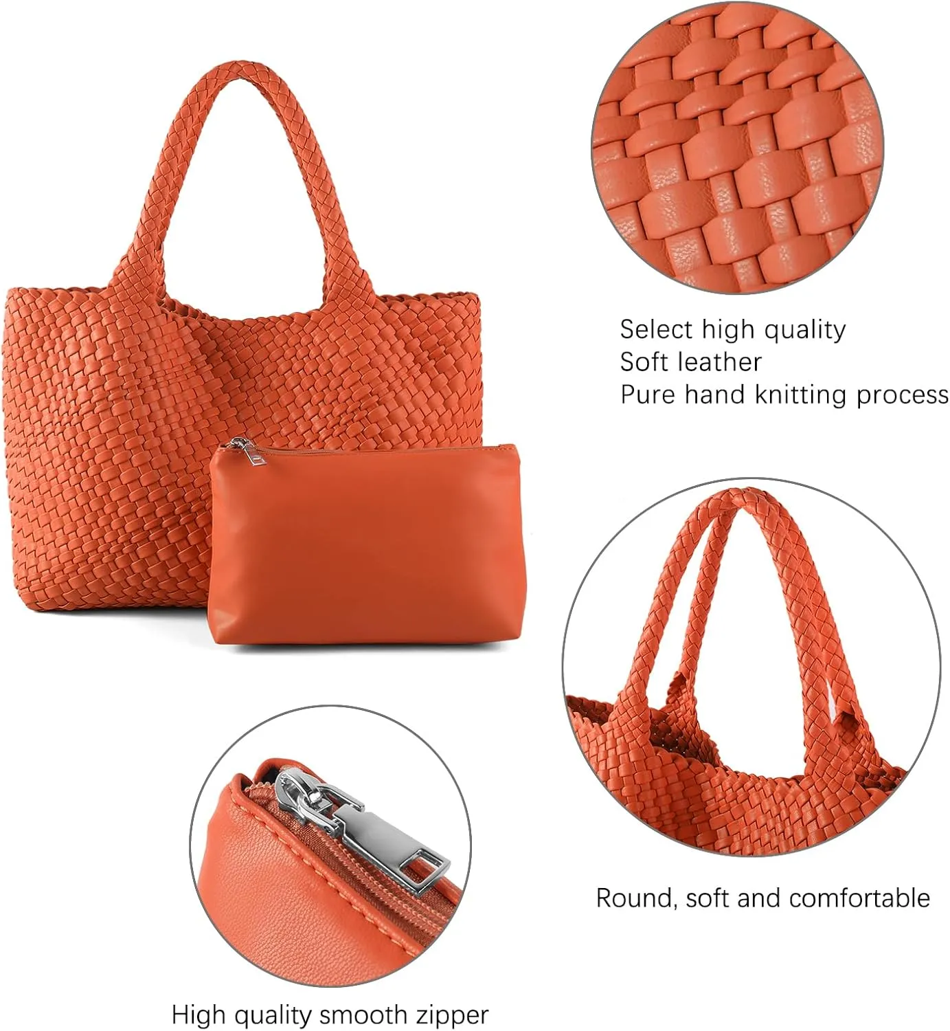Handmade Woven Bag Satchel Handbag For Women Vegan Leather Tote Bag With Purses Travel Shoulder Bag Underarm Bag