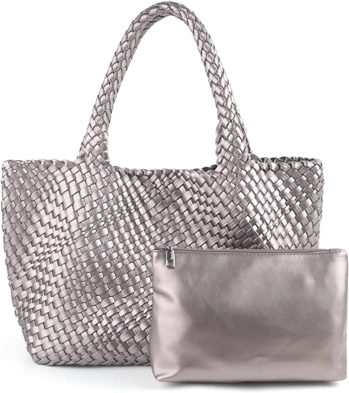 Handmade Woven Bag Satchel Handbag For Women Vegan Leather Tote Bag With Purses Travel Shoulder Bag Underarm Bag