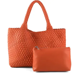 Handmade Woven Bag Satchel Handbag For Women Vegan Leather Tote Bag With Purses Travel Shoulder Bag Underarm Bag