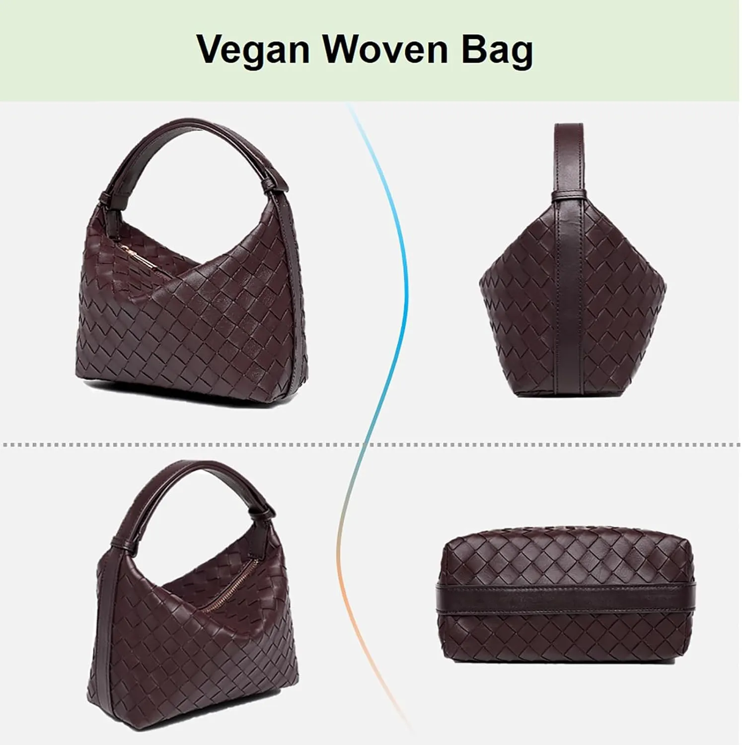 Handmade Woven Bag Woven Tote Bag for Women Fashion PU Leather Handbag Vegan Leather Tote Bag Shoulder Bag Underarm Bag