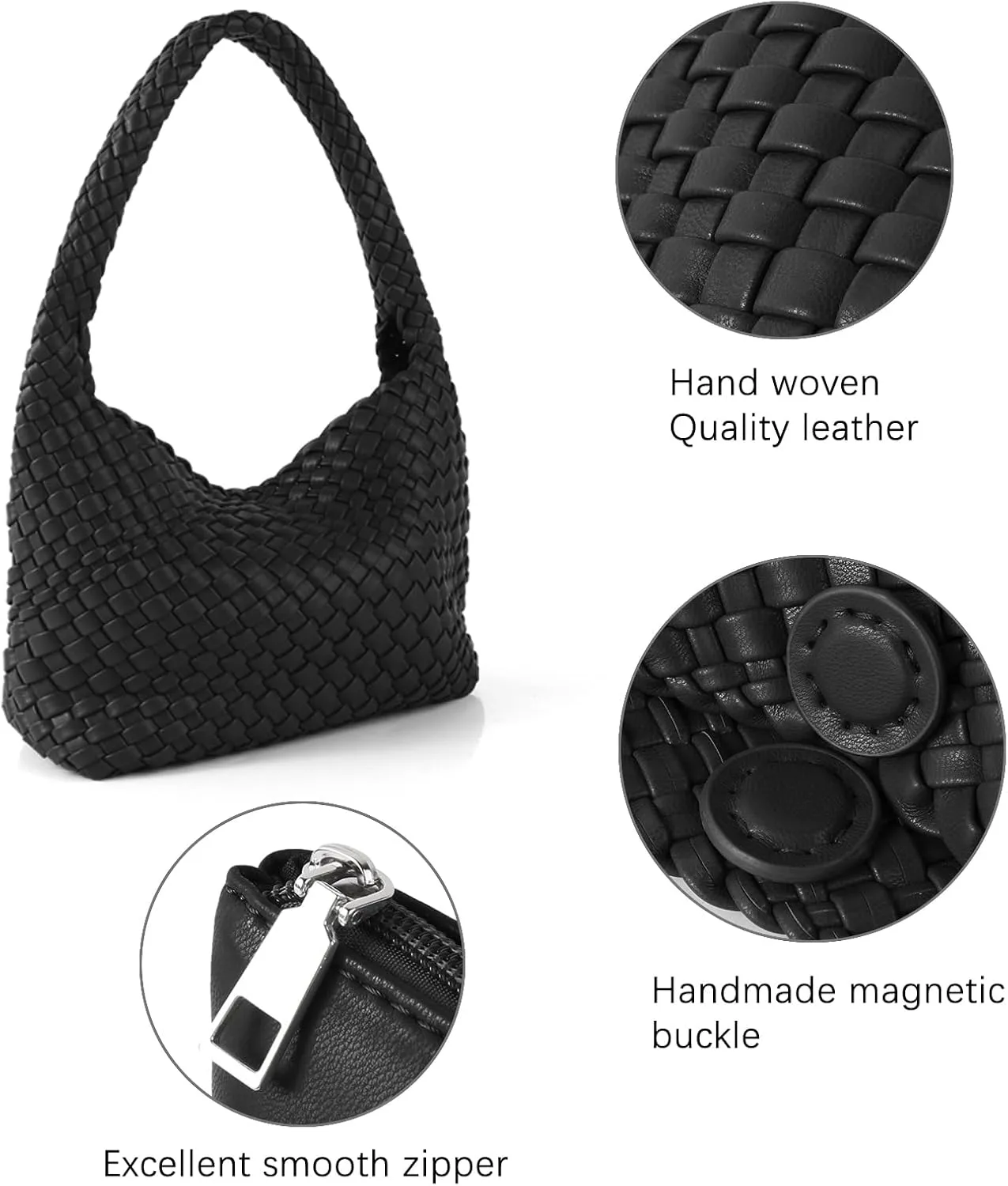 Handmade Woven Tote Bag - Women's Vegan Leather Shoulder Bag With Purses