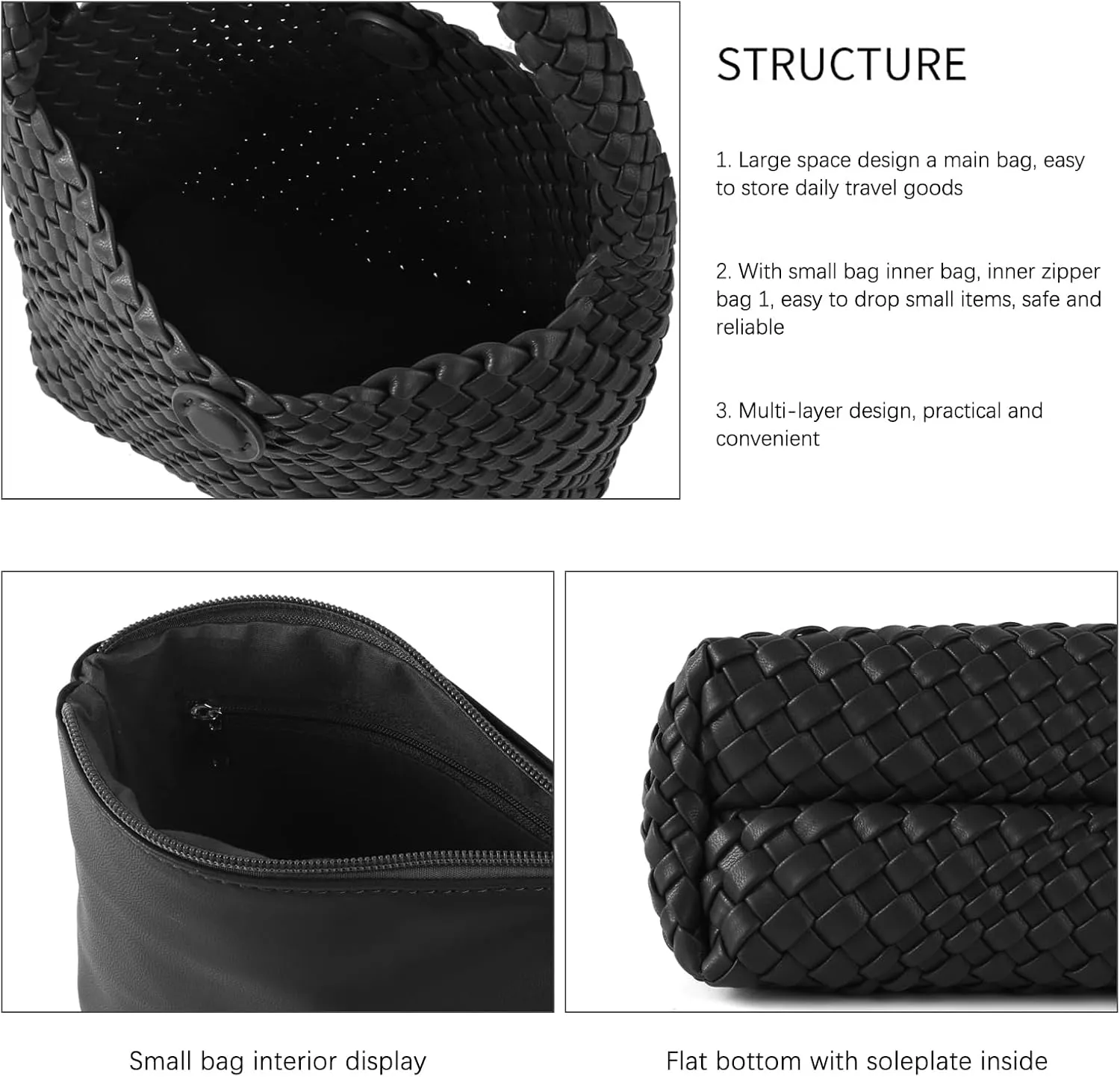 Handmade Woven Tote Bag - Women's Vegan Leather Shoulder Bag With Purses