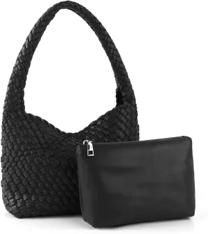Handmade Woven Tote Bag - Women's Vegan Leather Shoulder Bag With Purses