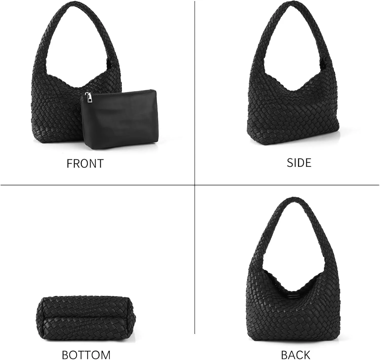Handmade Woven Tote Bag - Women's Vegan Leather Shoulder Bag With Purses