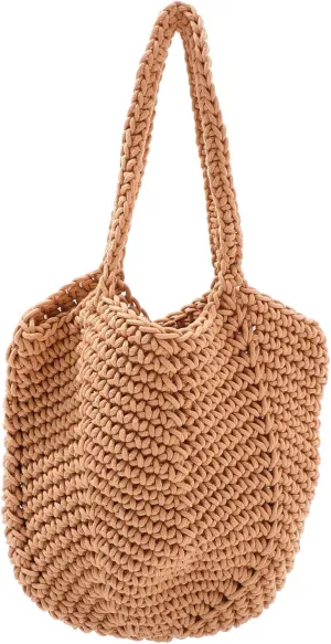 Handwoven Cotton Rope Beach Tote Bag for Women Stylish Shoulder Handbag Lightweight Travel Tote with Design for Beach Days and Daily Use