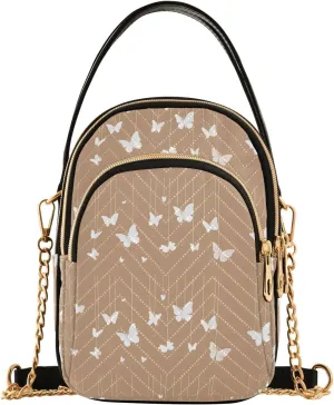 Hanging Butterflies Art Shoulder Handbag for Girls Stylish Crossbody Handbags with Detachable Chain Shoulder Strap