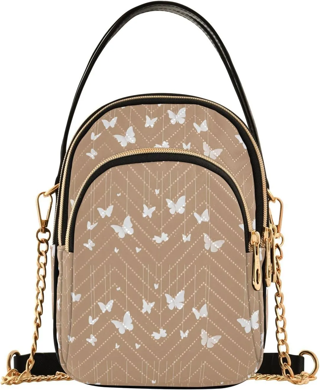 Hanging Butterflies Art Shoulder Handbag for Girls Stylish Crossbody Handbags with Detachable Chain Shoulder Strap