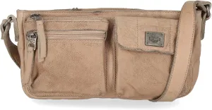 Harley-Davidson Women's Washed Genuine Leather Shoulder Bag Purse - Brush Tan