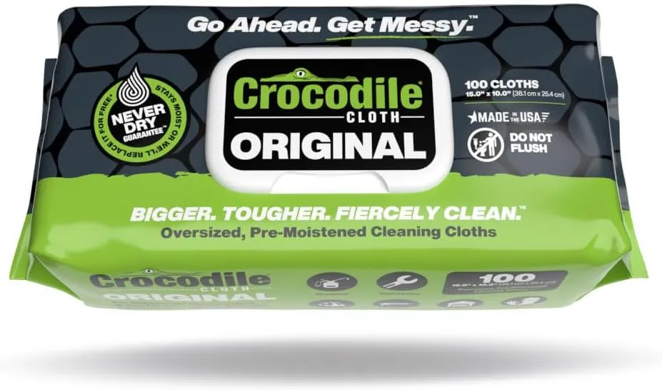 Heavy-Duty 10" x 15" Industrial Cleaning Wipes — 100 Count Hand & Tool Cleaning Wipes — Large Multi-Surface Cleaning Cloths, Water-Based Solution with Extreme Cleaning Power — Unscented, Safe on Skin