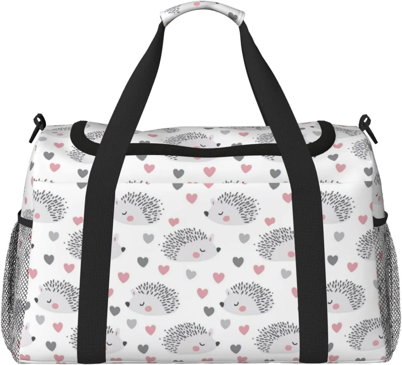 Hedgehog Hearts Duffle Bag Foldable Travel Tote Bag Carry On Large Weekender Overnight Bags Waterproof Gym Bag For Women Men