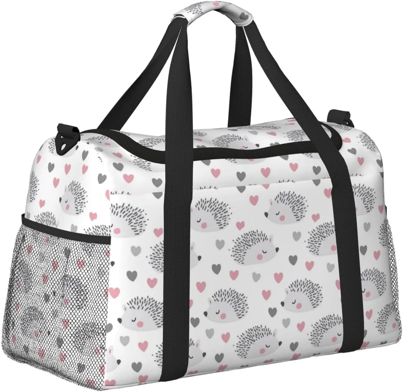 Hedgehog Hearts Duffle Bag Foldable Travel Tote Bag Carry On Large Weekender Overnight Bags Waterproof Gym Bag For Women Men