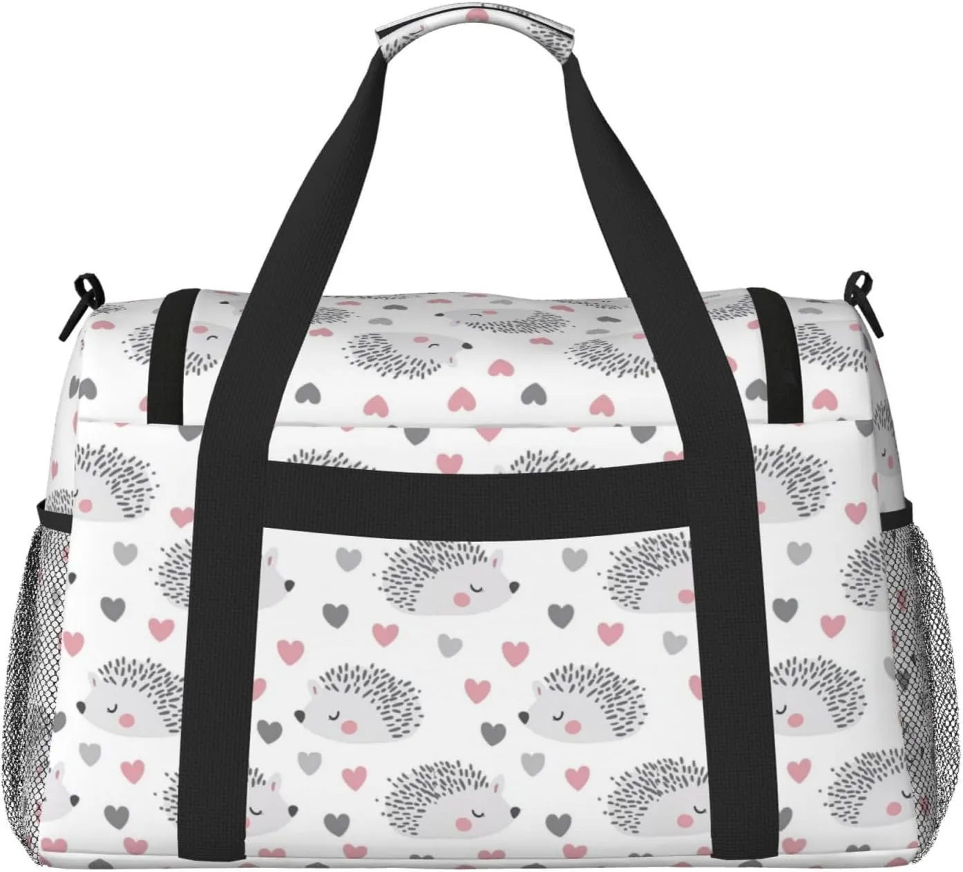 Hedgehog Hearts Duffle Bag Foldable Travel Tote Bag Carry On Large Weekender Overnight Bags Waterproof Gym Bag For Women Men