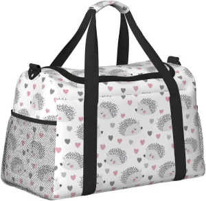 Hedgehog Hearts Duffle Bag Foldable Travel Tote Bag Carry On Large Weekender Overnight Bags Waterproof Gym Bag For Women Men