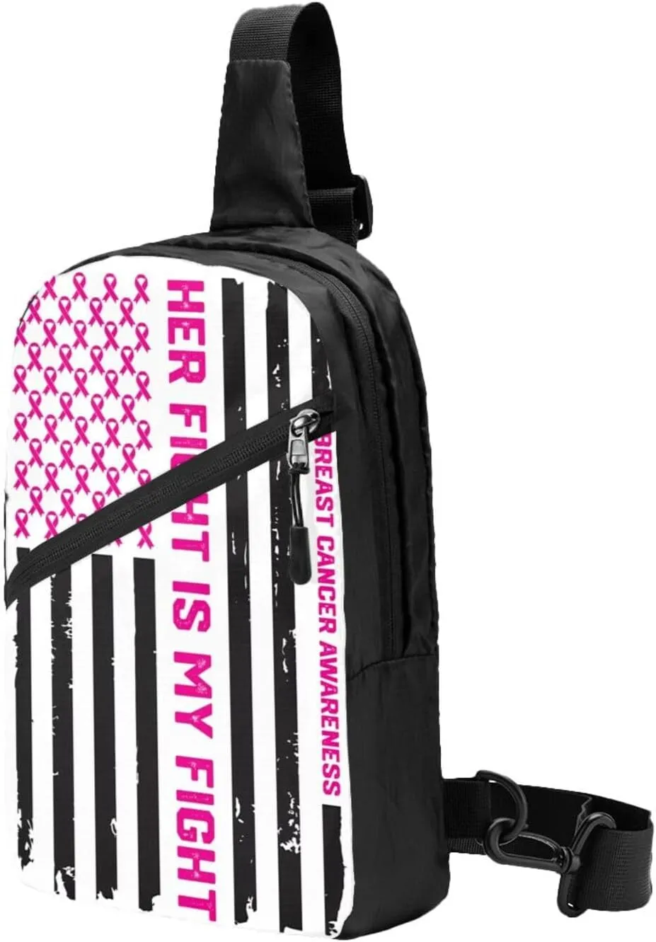 Her Fight Is My Fight American Flag Portable Sling Bags Packable Crossbody Bag Foldable Sport Daypack Reusable Shoulder Backpack Diagonally Chest Bag for Workout Travel