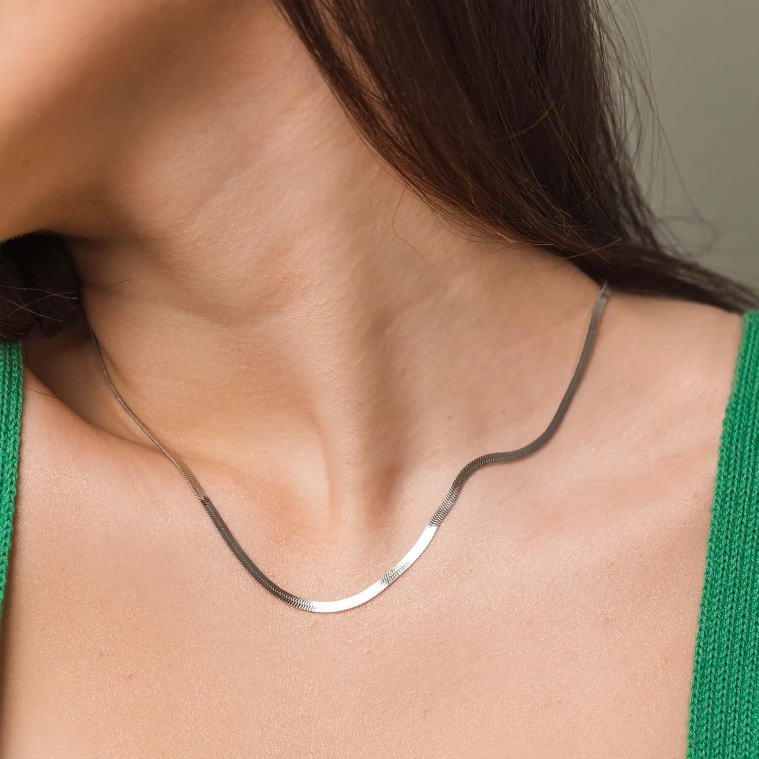 Herringbone Necklace for Women,Dainty Gold Necklace,14k Gold Plated Snake,Gold Chain Choker Necklaces,Simple Gold Layered Necklaces,Gold Jewelry Gift for Women
