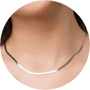 Herringbone Necklace for Women,Dainty Gold Necklace,14k Gold Plated Snake,Gold Chain Choker Necklaces,Simple Gold Layered Necklaces,Gold Jewelry Gift for Women