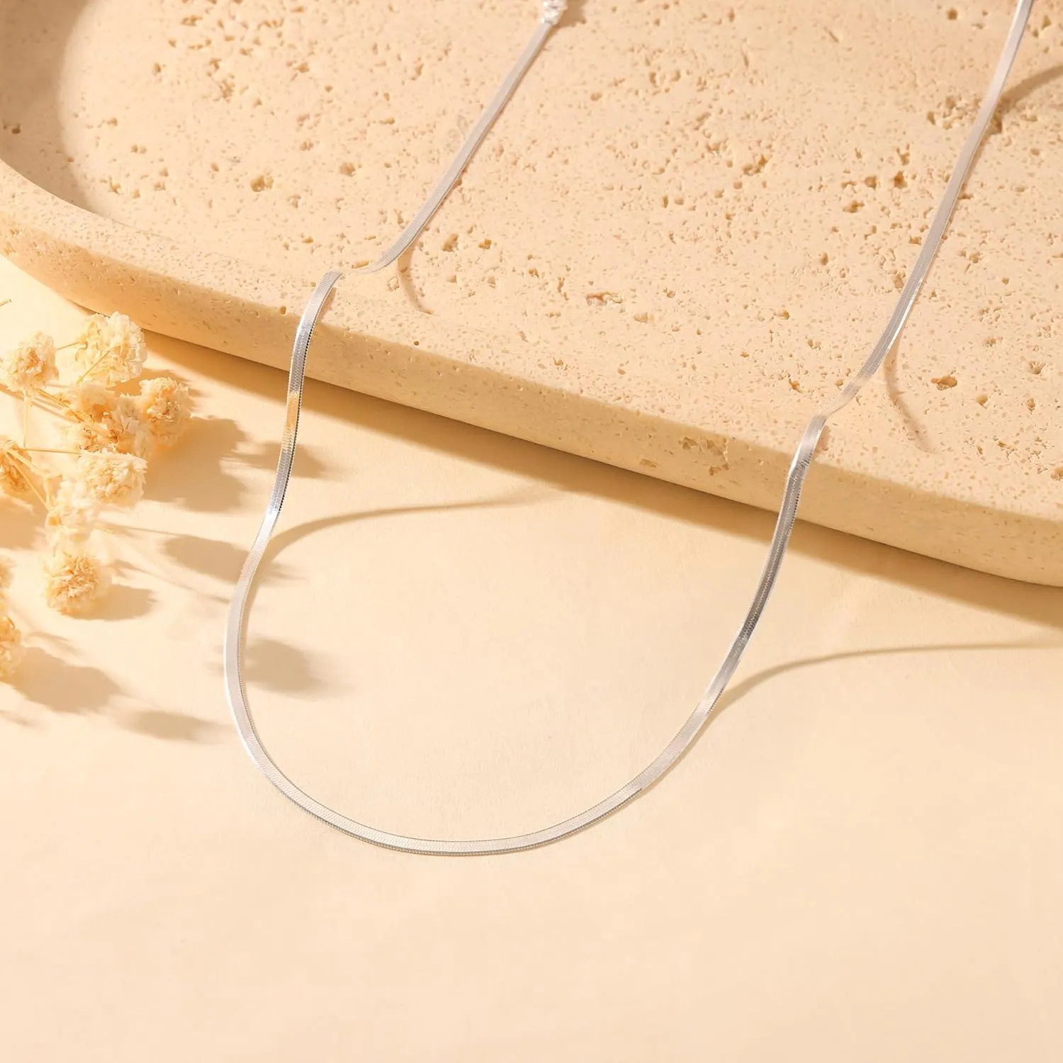 Herringbone Necklace for Women,Dainty Gold Necklace,14k Gold Plated Snake,Gold Chain Choker Necklaces,Simple Gold Layered Necklaces,Gold Jewelry Gift for Women
