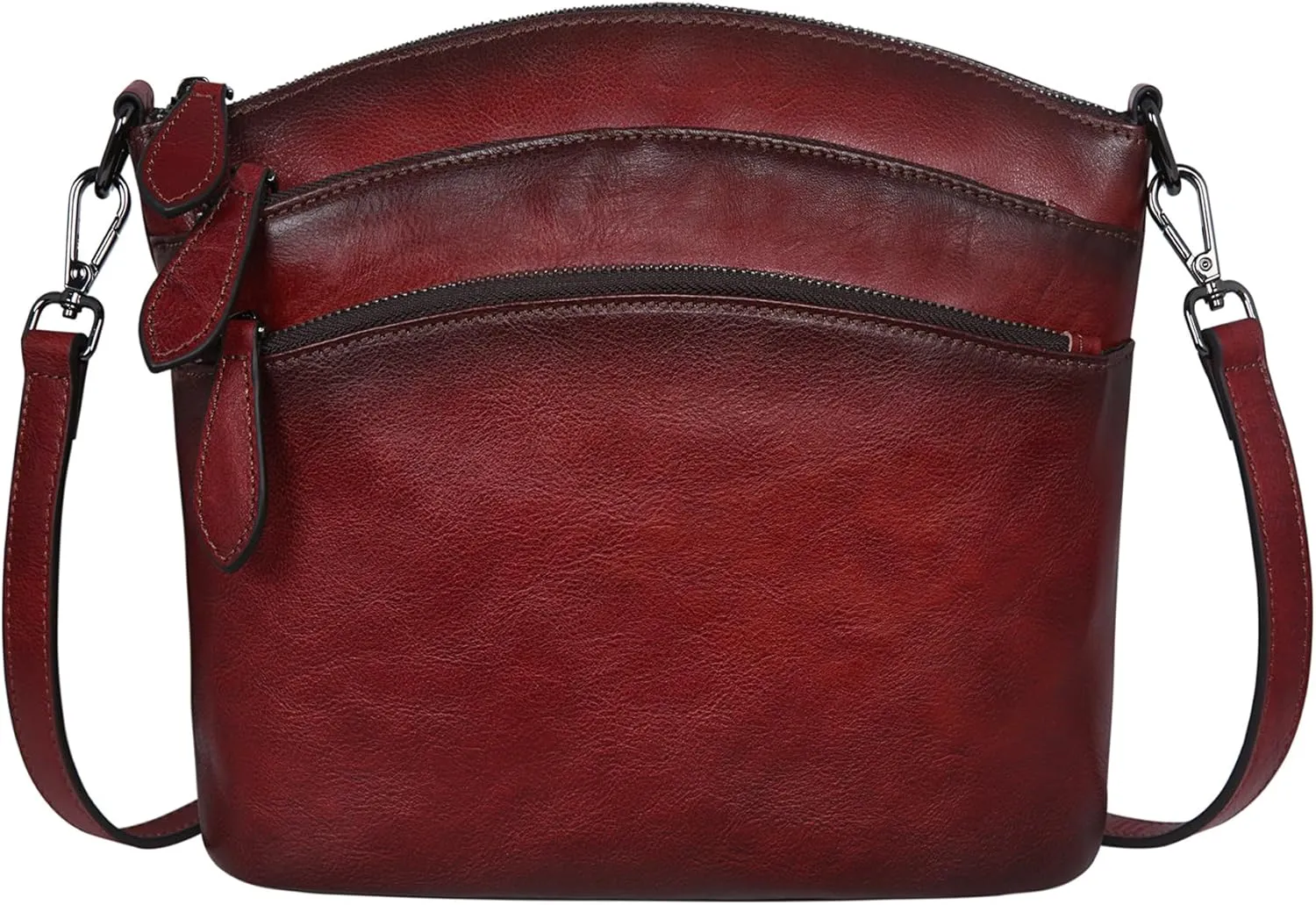 HESHE Crossbody Bags for Women Genuine Leather Purses with Multi-Pockets Vintage Ladies Small Shoulder Satchel Bag