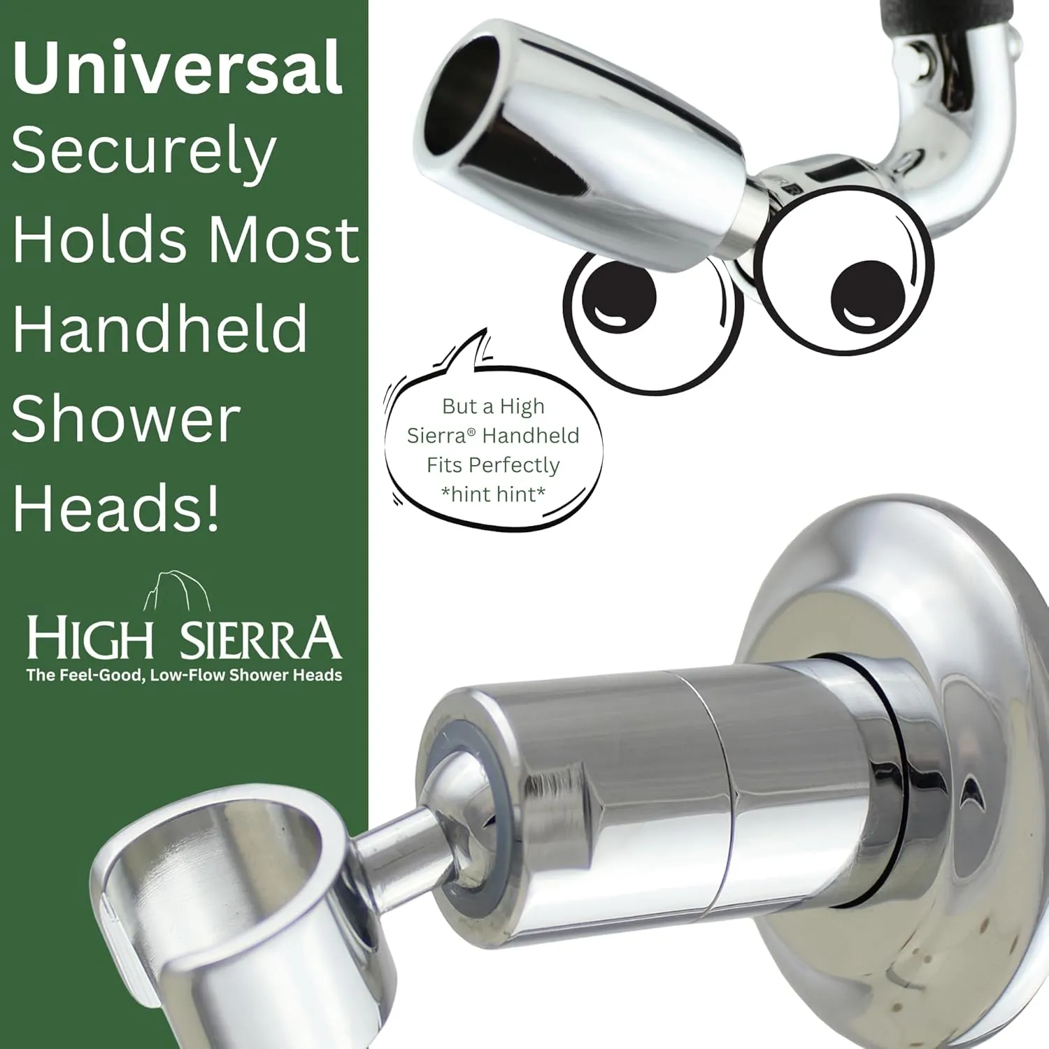 High Sierra Showerheads® - All Metal Wall Holder for Handheld Shower Heads - Brushed Nickel Finish