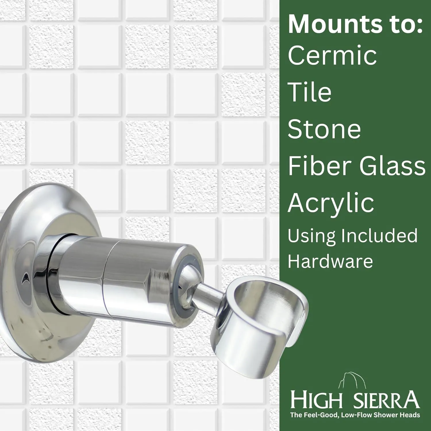 High Sierra Showerheads® - All Metal Wall Holder for Handheld Shower Heads - Brushed Nickel Finish