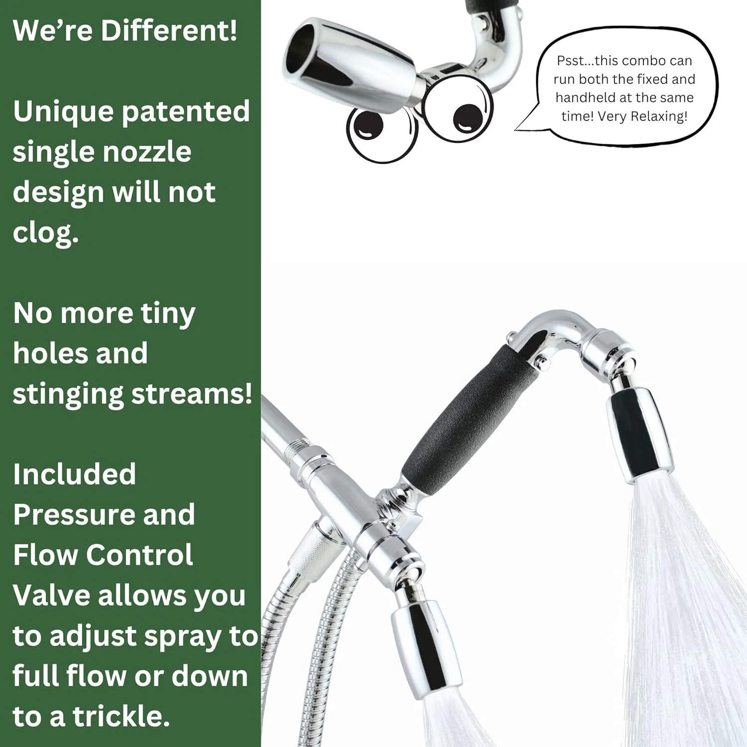 High Sierra Showerheads® - Solid Metal 1.8 GPM Low-Flow 4-Way Classic Shower Head and Handheld Combination w/Slip-Free Grip - Oil Rubbed Bronze