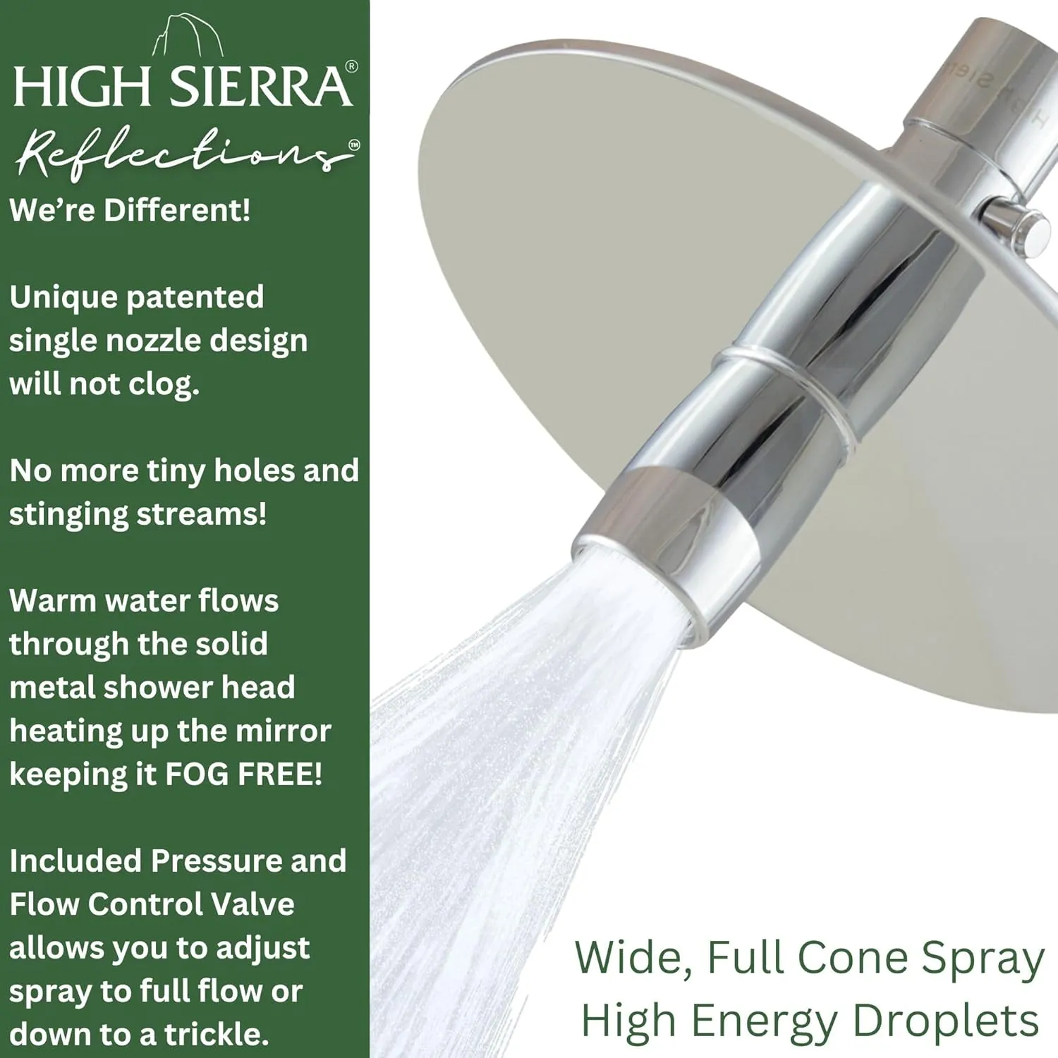High Sierra Showerheads® - Solid Metal 4-Way Shower Head and Handheld Combo Kit. Features the Reflection Shower Head & Handheld Shower Head w/Slip-Free Grip - Oil Rubbed Bronze