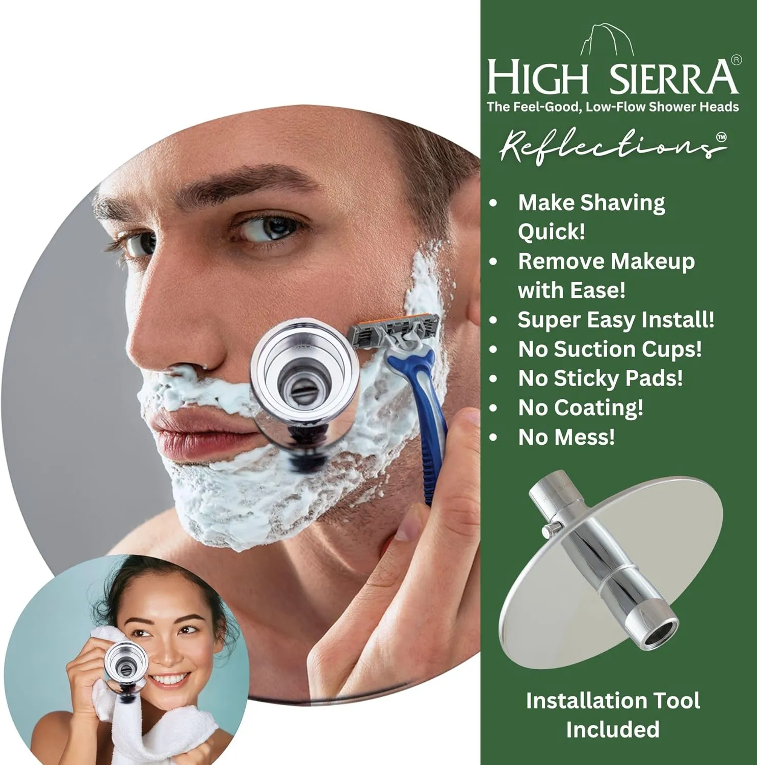 High Sierra Showerheads® - Solid Metal 4-Way Shower Head and Handheld Combo Kit. Features the Reflection Shower Head & Handheld Shower Head w/Slip-Free Grip - Oil Rubbed Bronze