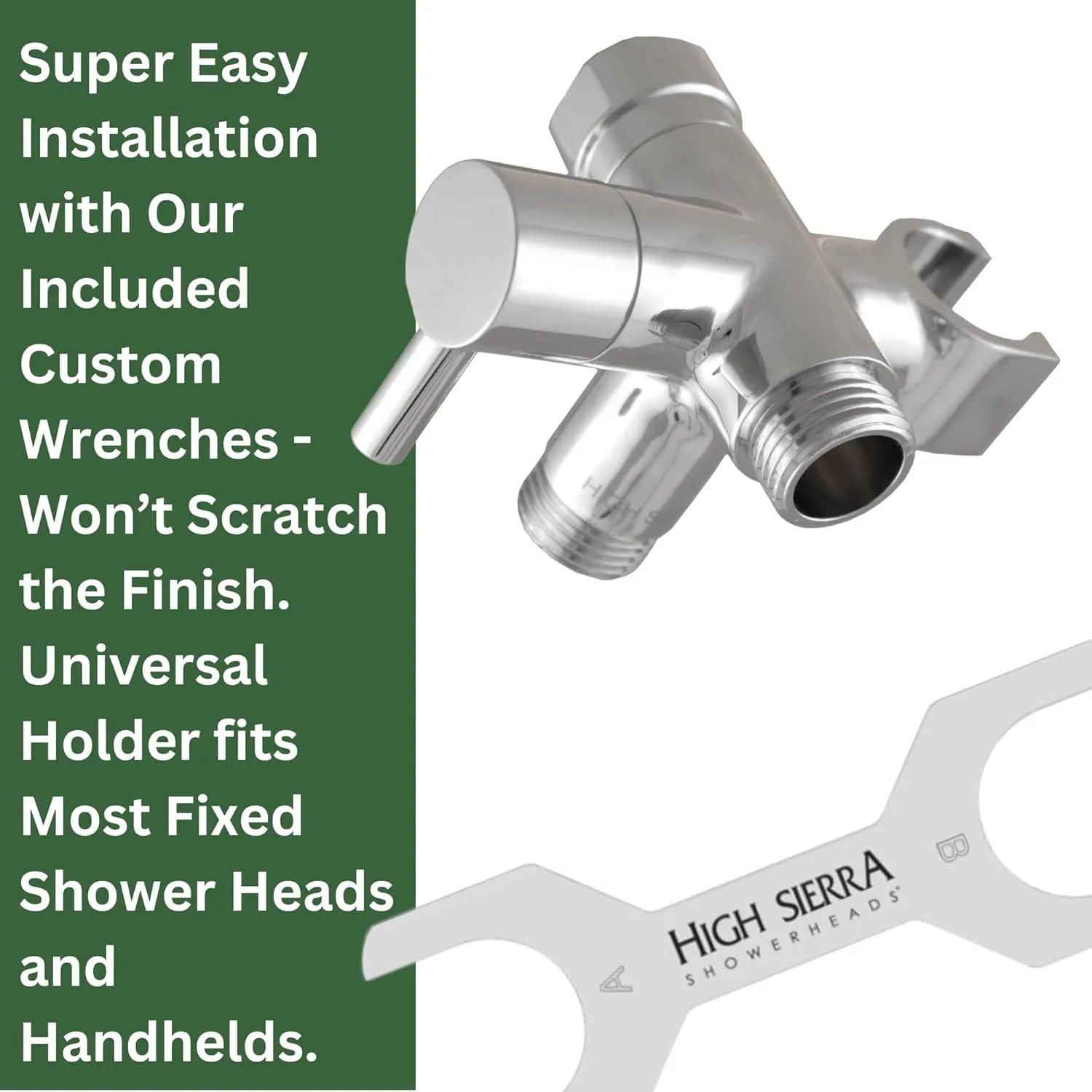 High Sierra Showerheads® - Solid Metal Fixed and Handheld Combo Diverter Valve (3 Way) with Built-in Handheld Shower Holder - Brushed Nickel
