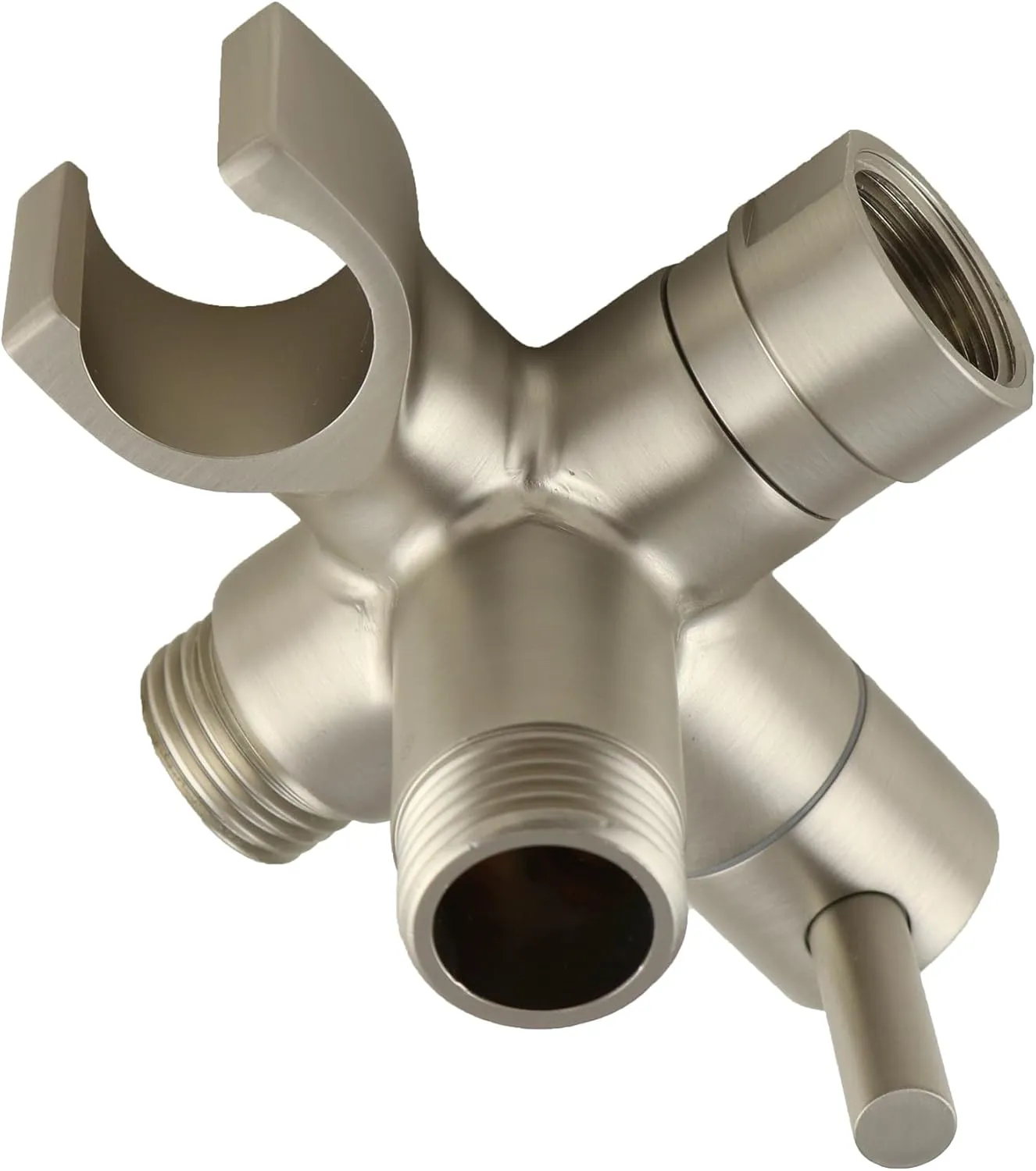 High Sierra Showerheads® - Solid Metal Fixed and Handheld Combo Diverter Valve (3 Way) with Built-in Handheld Shower Holder - Brushed Nickel