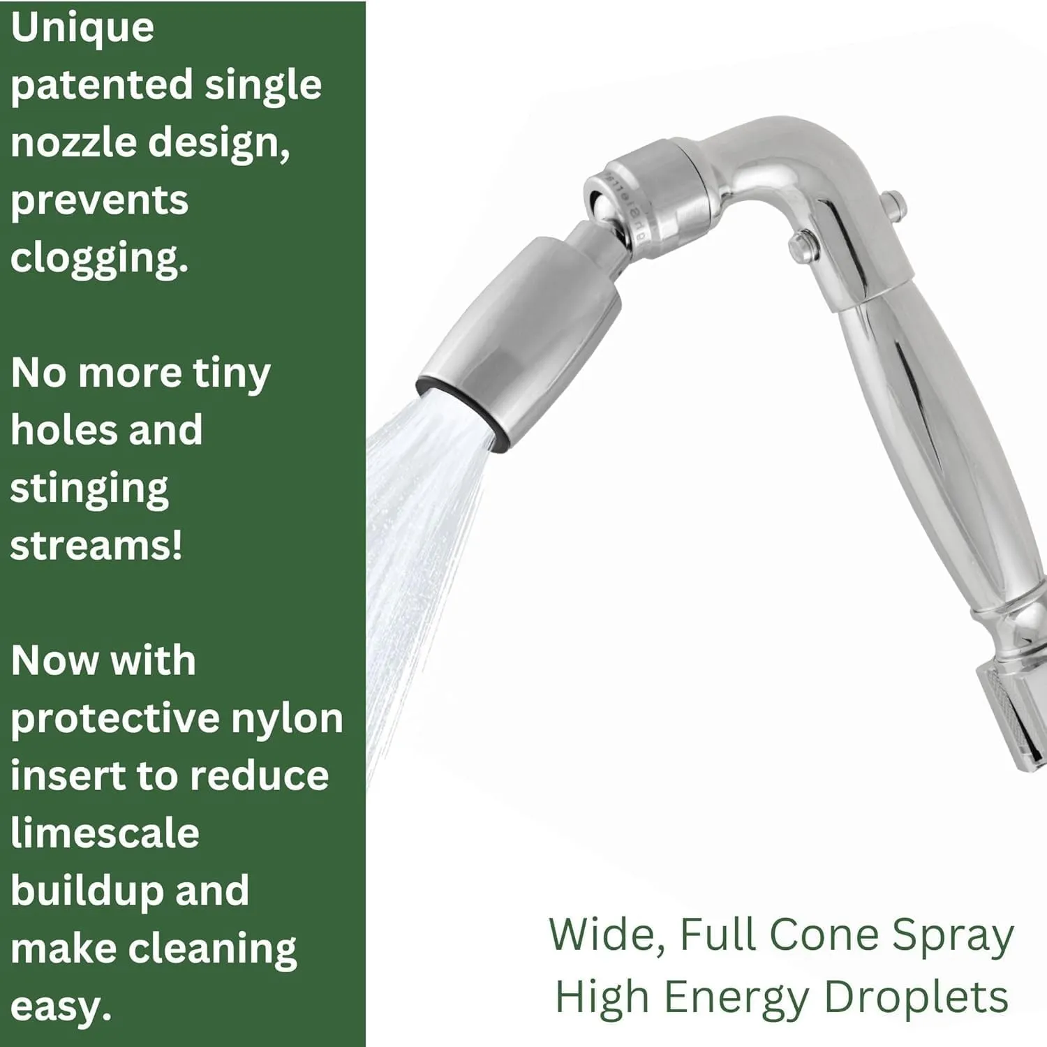 High Sierra Showerheads® - Solid Metal Handheld Shower Head Kit. Includes Handheld Shower Head w/Protective Nylon Insert, Trickle Valve, Hose, and Holder. 1.8 GPM. Brushed Gold