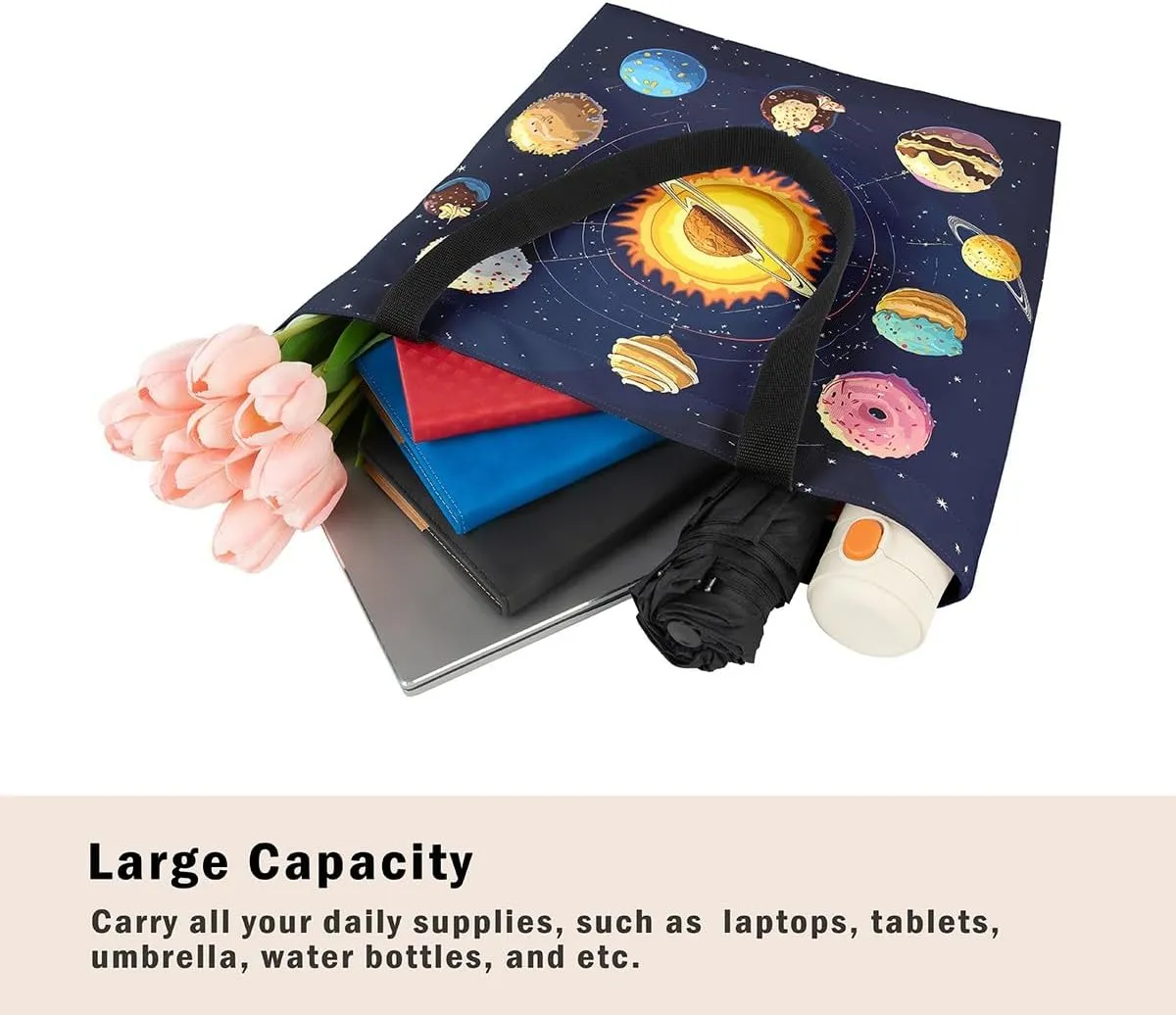 Hippo Canvas Tote Bag for Women,Cartoon Animal Large Capacity Gym Bag Garden Flower Cute Wildlife Cotton Bags