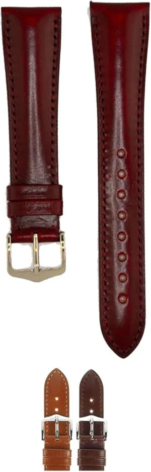 HIRSCH Siena Leather Watch Strap - Tuscan Calfskin Leather - Burgundy, Golden Brown - 14mm, 19mm, 20mm