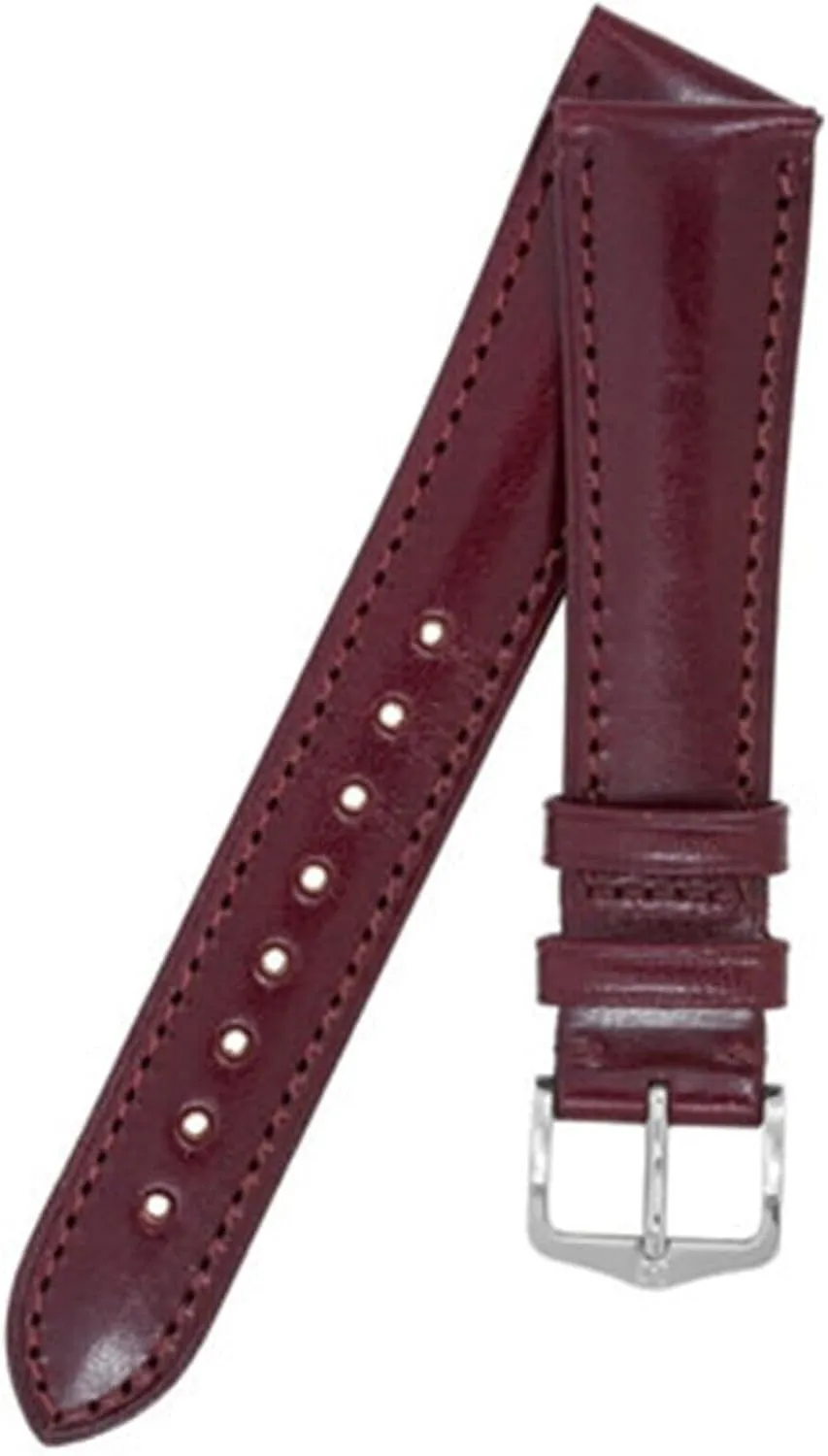 HIRSCH Siena Leather Watch Strap - Tuscan Calfskin Leather - Burgundy, Golden Brown - 14mm, 19mm, 20mm
