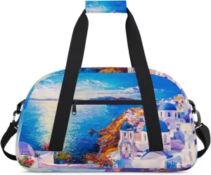 House Marine Gym Duffel Bag for Men Women Oil Painting Sports Tote Bag with Adjustable Shoulder Strap for Dance Gymnastics Traveling Outdoor Camping Overnight Stay