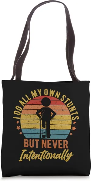 I Do All My Own Stunts But Never Intentionally Funny Retro Tote Bag