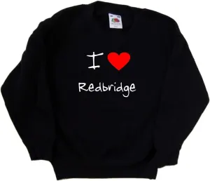 I Love Heart Redbridge Black Kids Sweatshirt