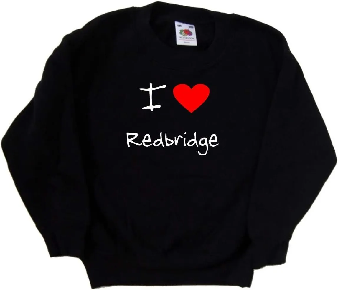 I Love Heart Redbridge Black Kids Sweatshirt