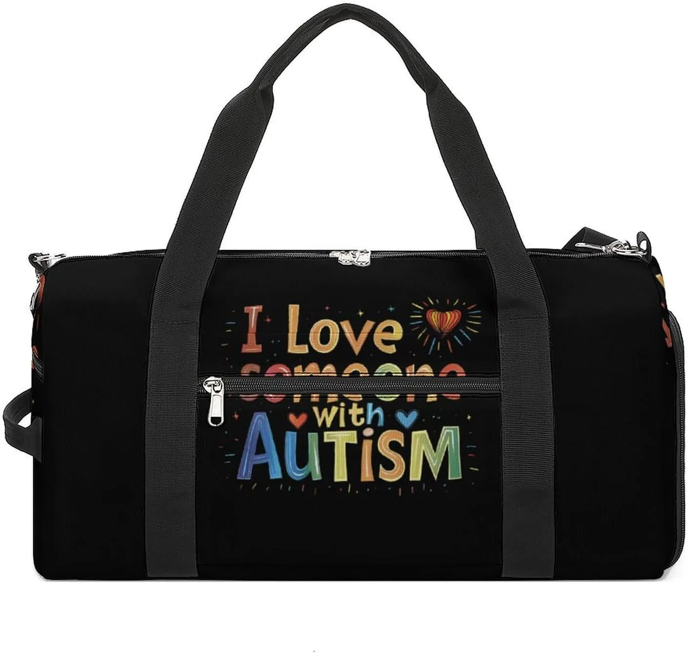 I Love Someone With Autism Gym Sport Bag Travel Duffel Bags Tote with Shoe Compartment Water Resistant Pouch Unisex