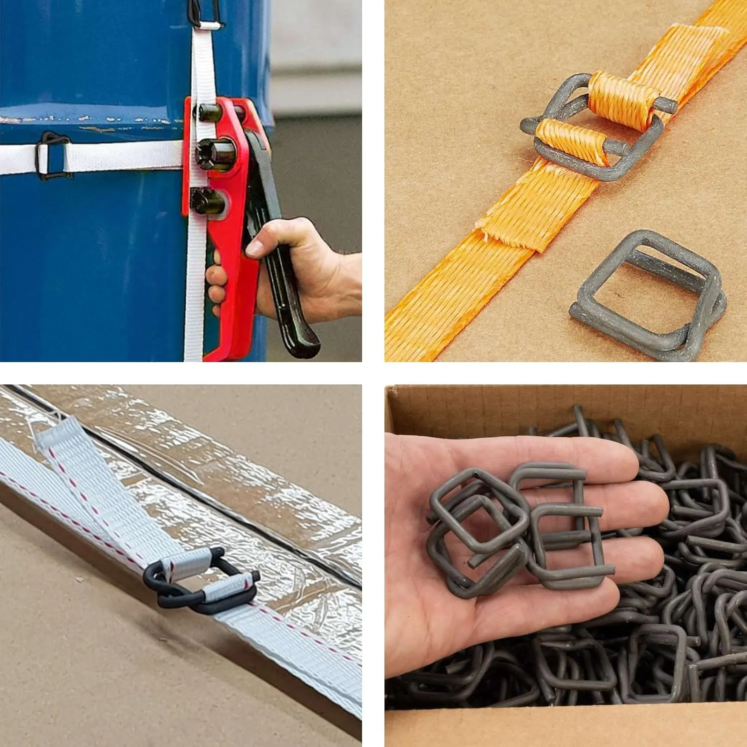 IDL Packaging Phosphate Cord Strapping Buckles 3/4", Pack of 500 - Heavy-Duty Metal Buckles with Phosphate Coating for Woven Cord Strapping - Reusable Metal Buckle for Strapping - SKU BP-34-500