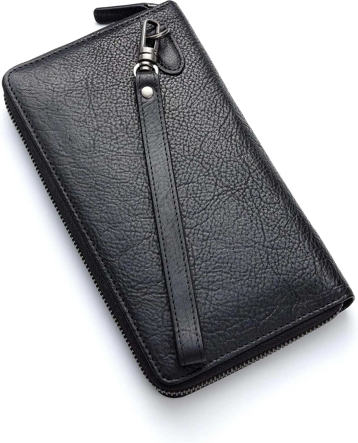 IJUN Handmade Vintage Clutch Wallet Bag for Men - Full Grain Oil Vegetable Tanned Cowhide Leather
