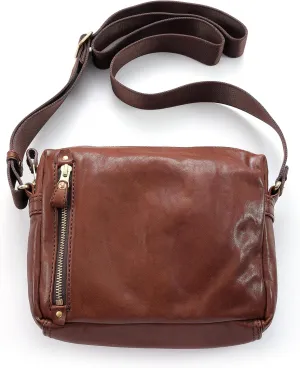 IJUN Handmade Vintage Crossbody Bag - Full Grain Oil Vegetable Tanned Leather Shoulder Bag M Size
