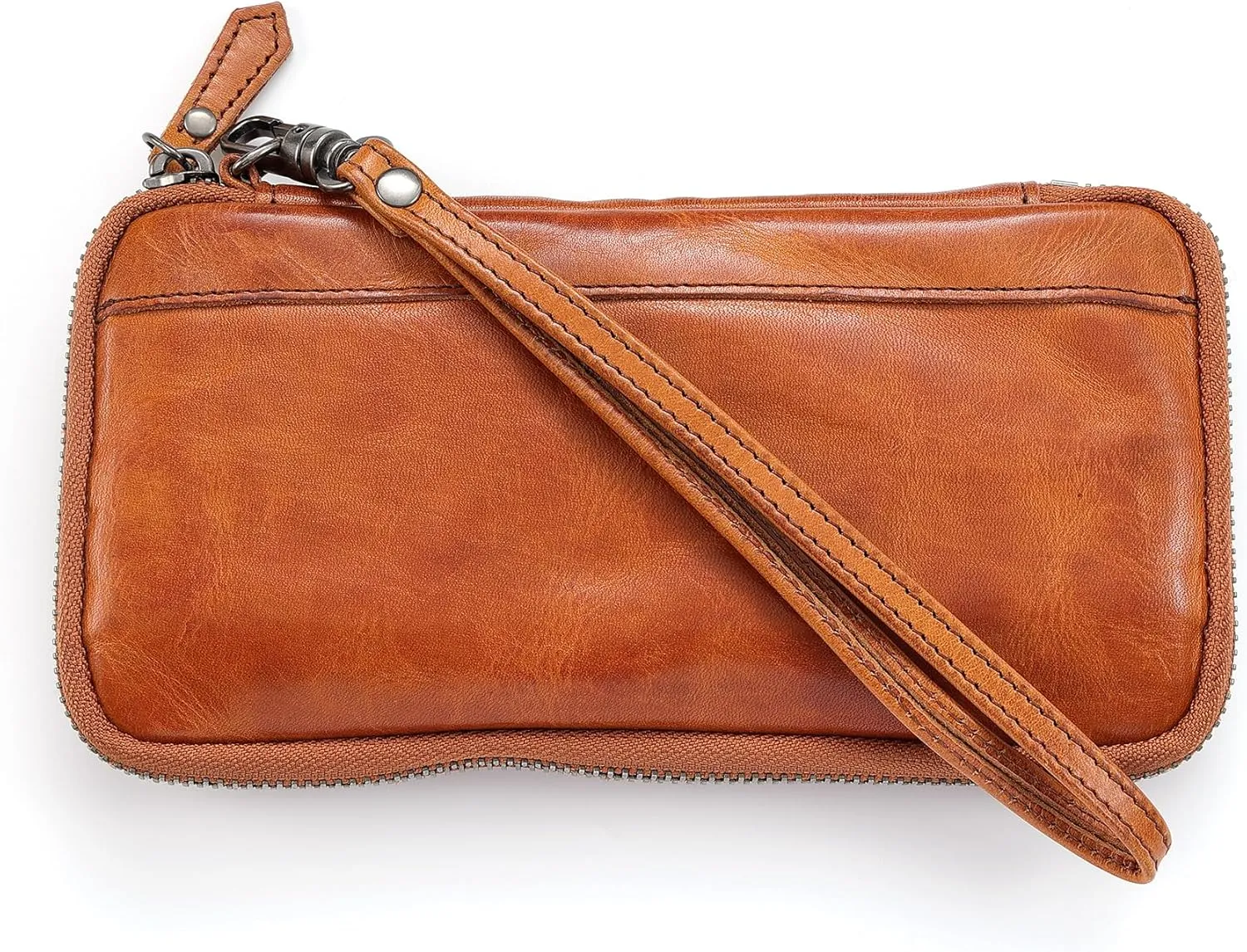 IJUN Handmade Vintage Long Wallet for Men - Full Grain Oil Vegetable Tanned Cowhide Leather