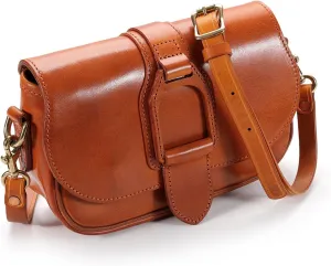 IJUN Handmade Vintage Small Crossbody Purse for Women - Full Grain Oil Vegetable Tanned Leather Shoulder Bag S Size