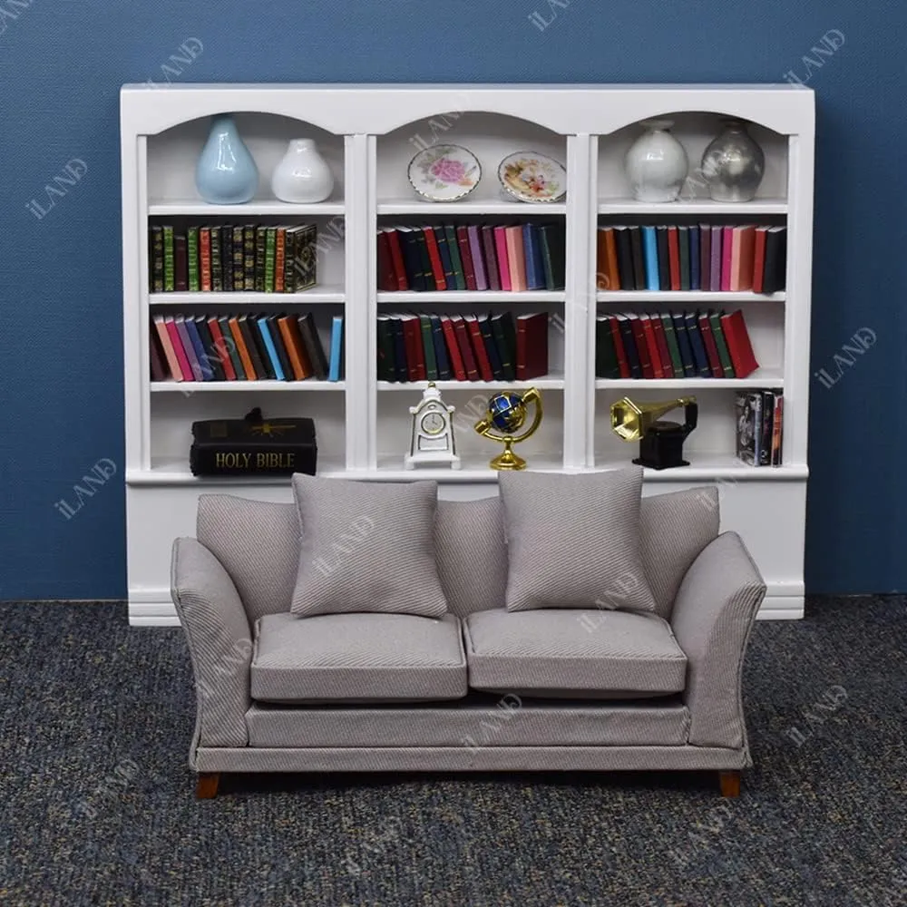 iLAND Modern Dollhouse Furniture on 1/12 Scale, Miniature Couch for Dollhouse Living Room (Khaki Drills)