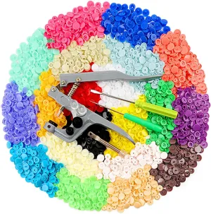 ilauke 400 Sets Snap Buttons with Snap Pliers T5 Plastic Snaps No-Sew Buttons Fastener Setter for Clothing Diapers Bibs Rain Coat Crafting