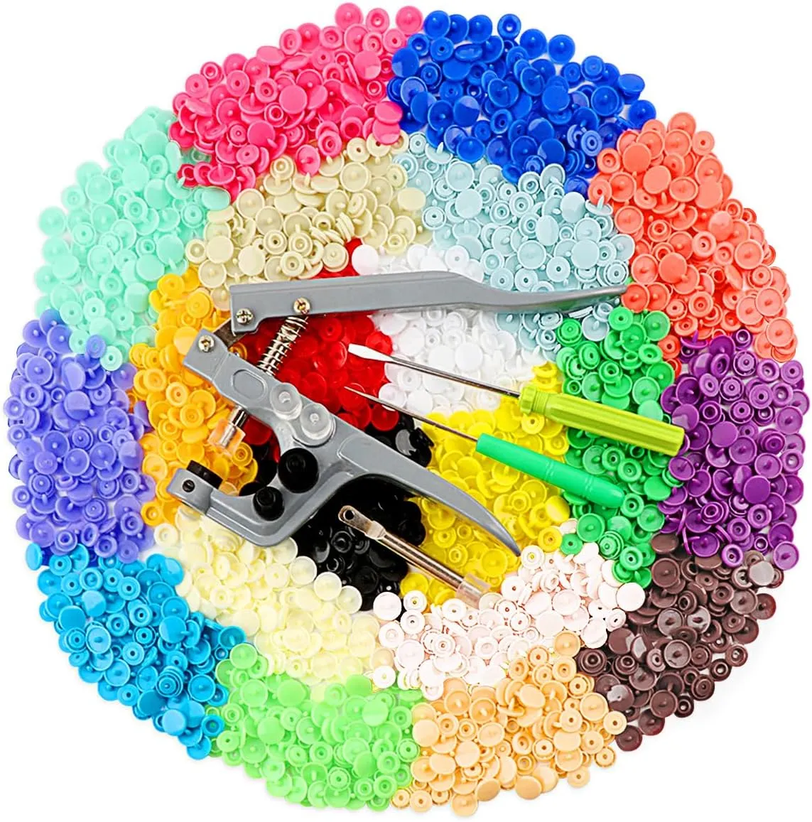 ilauke 400 Sets Snap Buttons with Snap Pliers T5 Plastic Snaps No-Sew Buttons Fastener Setter for Clothing Diapers Bibs Rain Coat Crafting